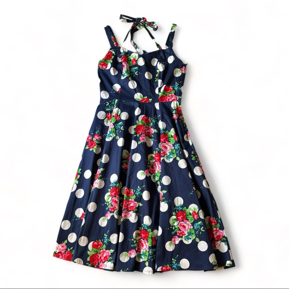 Hearts and Roses retro style vintage inspired swing dress